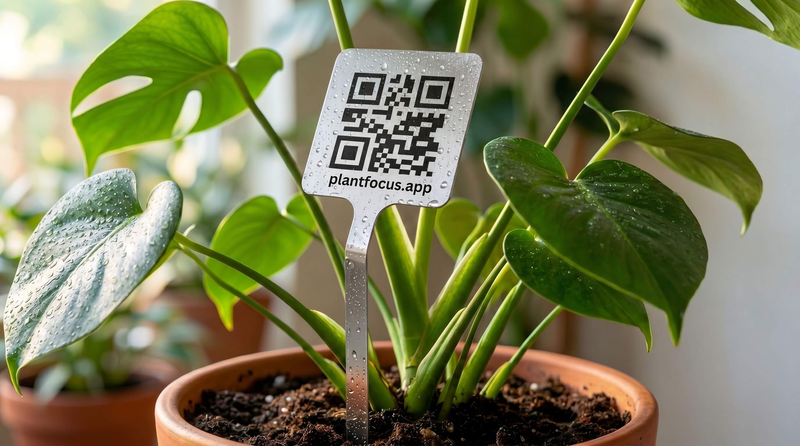 Customer using PlantFocus in a plant shop