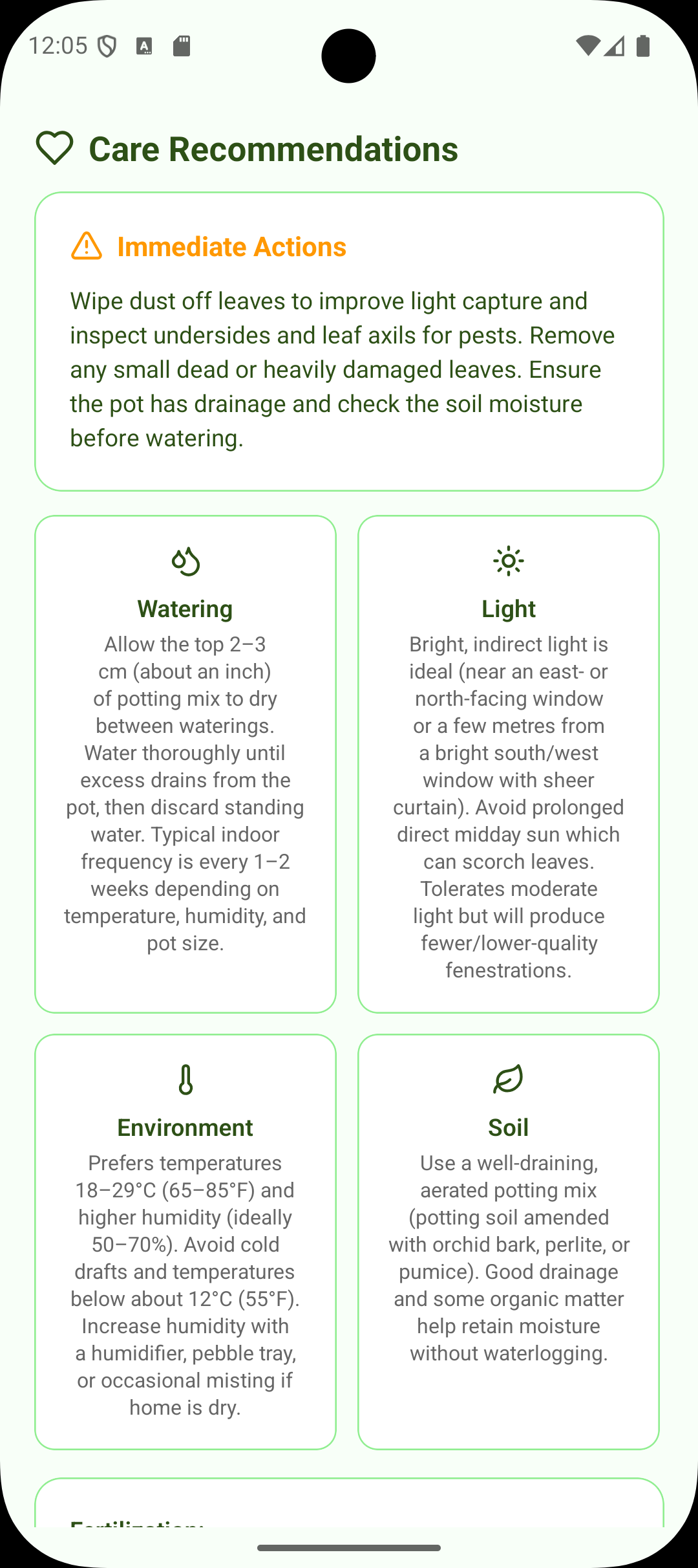Tailored recommendations – care guidance
